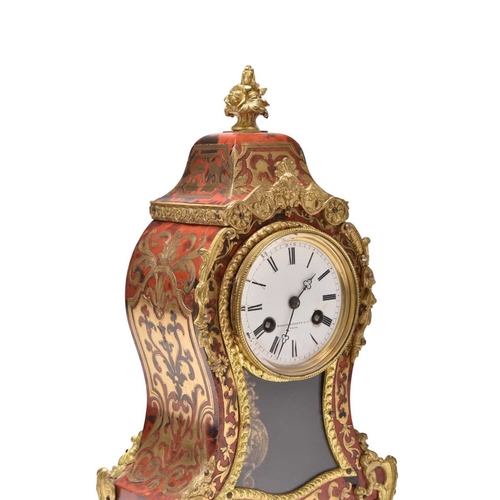 311 - A late 19th century French boulle mantel clock The dial signed Martin Baskett & Cie, Paris The waist... 