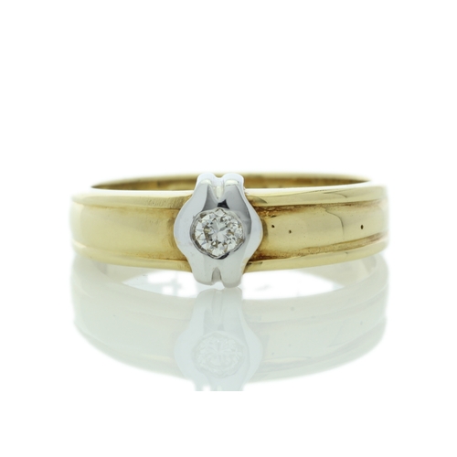 1 - A natural round brilliant cut diamond 0.21 carats set in an elegant 18ct yellow gold ring with a whi... 