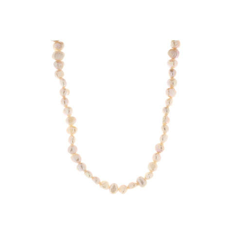 128 - Baroque shaped 5.0 - 6.0mm pink pearl necklace.
Pearl quality AAA. This necklace is 36 inches long. ... 