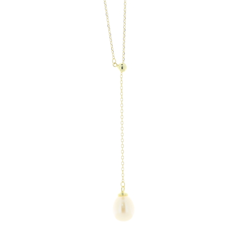 131 - 9.0 - 9.5mm freshwater cultured pearl gold plated silver necklace.
Pearl quality AAA. The chain is 1... 