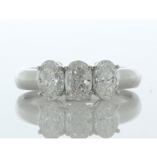 28 - Three stunning oval cut diamond are set in this three stone 18ct white gold diamond ring. Item Speci... 