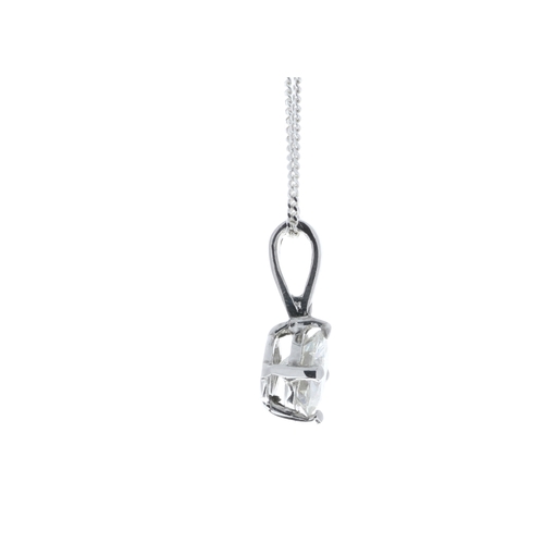 37 - One round brilliant cut diamond weighing 0.80 carats is set in this classic 18ct white gold pendant.... 