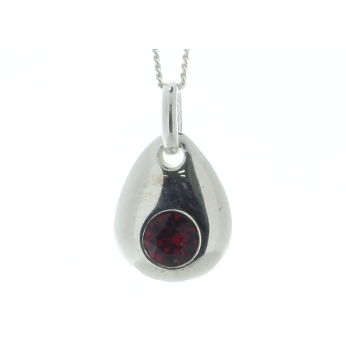 45 - A 4mm Ruby crystal is set in this sterling silver pendant. This pendant comes with a free chain. Ite... 