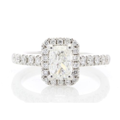 47 - A wonderful  diamond engagement ring with a natural cushion cut diamond in the centre 0.70 carats su... 