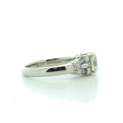 52 - One stunning natural oval cut diamond 0.70 carats set in an platinum engagement ring with a platinum... 