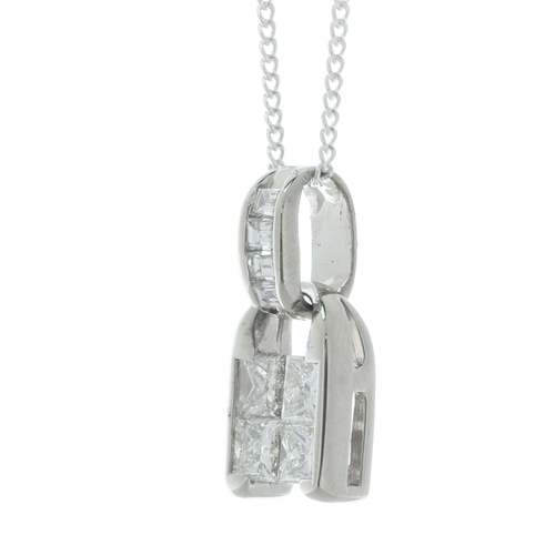 55 - Four princess cut diamonds are set in the centre of this pendant to create an illusion of a large pr... 