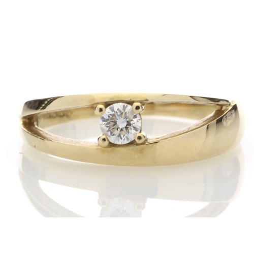 64 - A natural round brilliant cut diamond with a free  certificate set in an elegant 18ct yellow gold ri... 