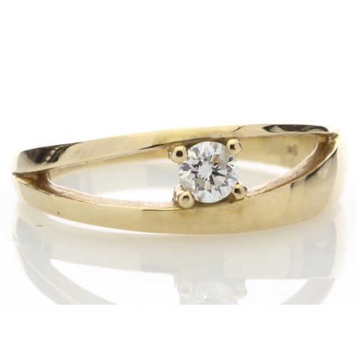 64 - A natural round brilliant cut diamond with a free  certificate set in an elegant 18ct yellow gold ri... 