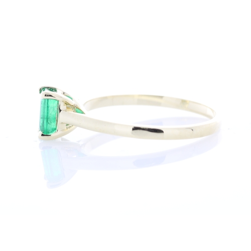 66 - One emerald cut gemstone is set in this gorgeous 9ct yellow gold solitaire gemstone ring. Ring size ... 