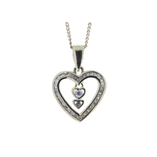 70 - Two natural round brilliant cut diamond is set in the centre of this gorgeous 9ct yellow gold heart ... 