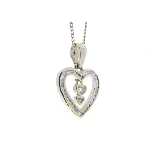 70 - Two natural round brilliant cut diamond is set in the centre of this gorgeous 9ct yellow gold heart ... 