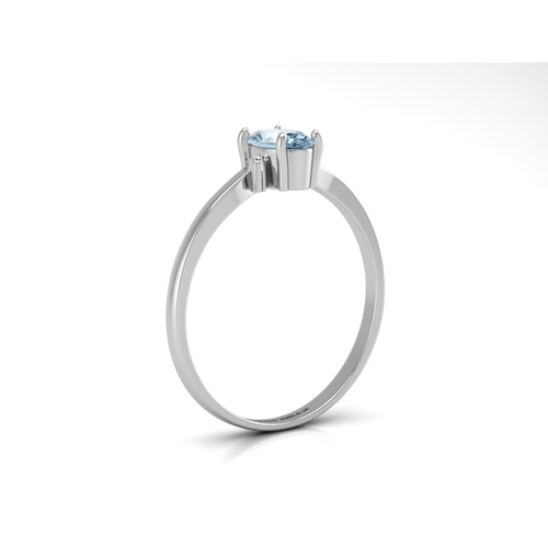 72 - An oval blue topaz is set with one diamond on the shoulder. This 9ct white gold ring is a twist on t... 