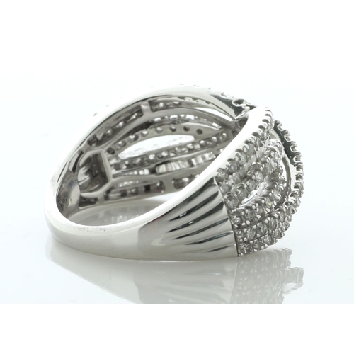 88 - Shimmering with multiple baguette cut diamonds and multiple single cut diamonds, this 9ct white gold... 