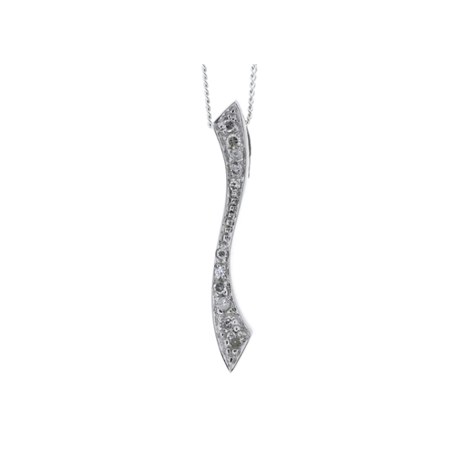 95 - Eleven single cut diamonds 0.11 carats are set in this 9ct 'S' shape wave pendant. A stunning piece ... 