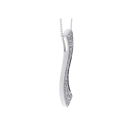 95 - Eleven single cut diamonds 0.11 carats are set in this 9ct 'S' shape wave pendant. A stunning piece ... 