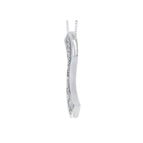 95 - Eleven single cut diamonds 0.11 carats are set in this 9ct 'S' shape wave pendant. A stunning piece ... 