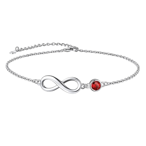 115 - Suplight 925 Sterling Silver Infinity Anklet for Women Summer Foot Chain Jewelry October Birthstone ... 