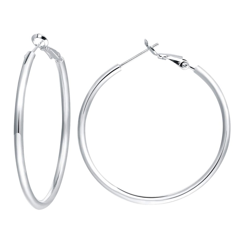 20 - 925 Sterling Silver Hoop Earrings| 14K White Gold Plated Silver Hoop Earrings| Silver Hoop Earrings ... 