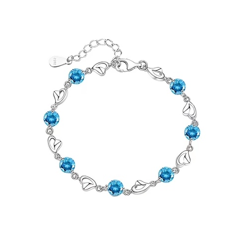 29 - YUTTTPL Crystal Bracelet For Women Silver Heart Bracelet Friendship Crystal Bracelet White Blue Rhin... 