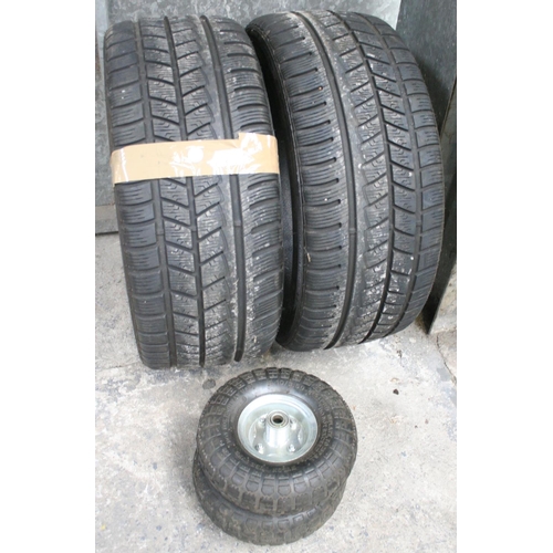 1 - 2 AVON 225/40R18 TYRES & 2 10' PNEUMATIC TROLLEY WHEELS & TYRES