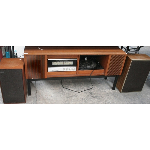 128 - A VINTAGE ALBA STEREOGRAM WITH RECORD DECK IN TEAK CABINET