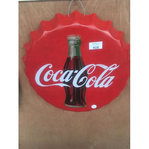 408 - A WALL MOUNTED 'COCA COLA' BOTTLE TOP