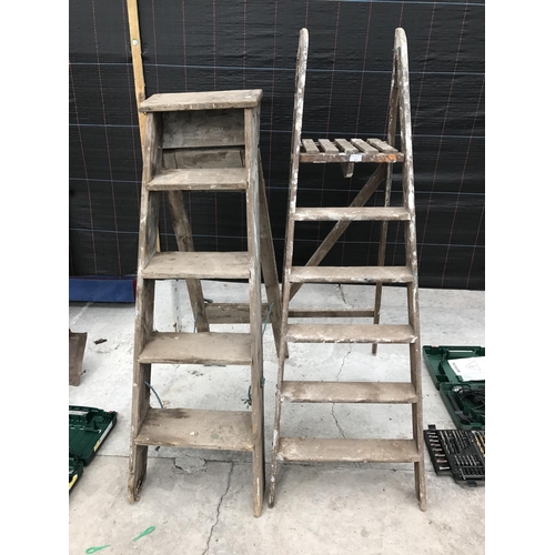 12 - TWO SETS OF VINTAGE STEP LADDERS