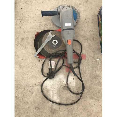 53 - A 230 MM WICKES ANGLE GRINDER AND DISCS W/O