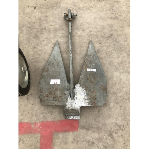 63 - A GALVANISED ANCHOR