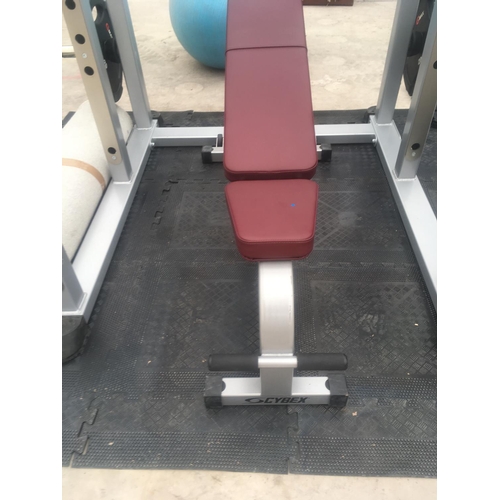 47 - GOOD QUALITY WEIGHT TRAINING EQUIPMENT - A G MAX BENCH PRESS STAND WITH BARBELL AND WEIGHTS, A SET O... 