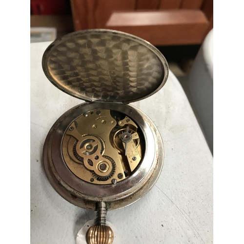 403 - A SWISS MADE POCKET WATCH WITH ENAMEL DIAL - WORKING - DIAMETER 4.5 CM