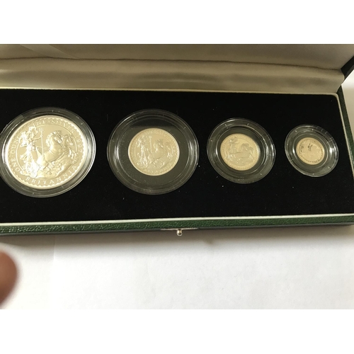 350 - A 1997 BRITANNIA SILVER PROOF 4 COIN SET IN PRESENTATION CASE £2, £1, 50p & 20p