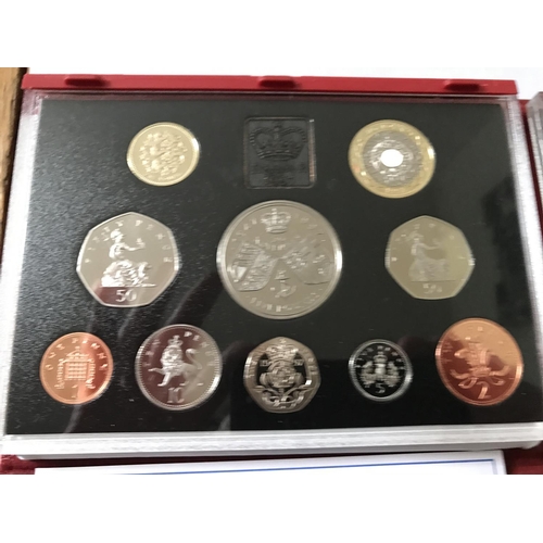 353 - THREE ROYAL MINT UK PROOF YEAR SETS IN PRESENTATION CASES - 2000 AND 1997 10 COIN (1P - £5) AND 1995... 