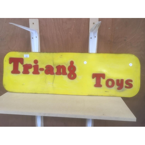 301 - A VINTAGE 'TRIANG TOYS' YELLOW SIGN