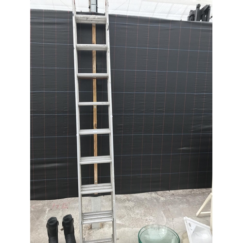 10 - A THREE SECTION 27 RUNG ALLOY LADDER