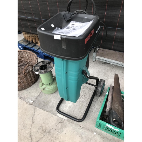 22 - A BOSCH 2000AXT GARDEN SHREDDER - W/O