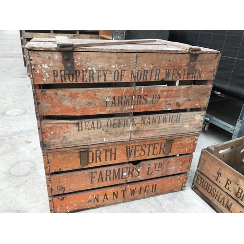 29 - TWO VINTAGE 'NORTH WESTERN FARMERS' EGG CRATES