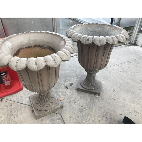 54 - TWO LARGE GLAZED CERAMIC URNS -  HEIGHT 87 CM - SOME DAMAGE