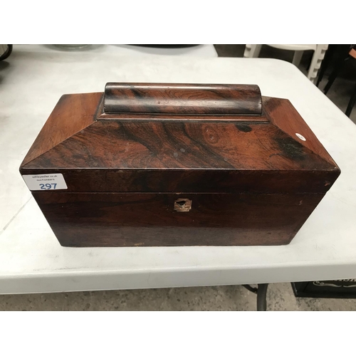 297 - AN EARLY 20TH CENTURY MAHOGANY LIDDED TEA BOX