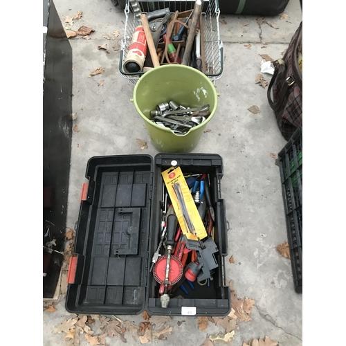 43 - TWO BOXES CONTAINING SOCKETS,SCREWDRIVERS AND VARIOUS TOOLS