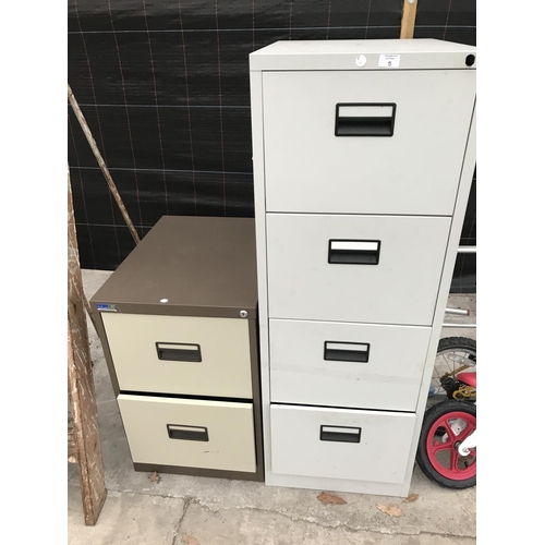 5 - TWO METAL FILING CABINETS - ONE FOUR DRAWER, ONE TWO DRAWER