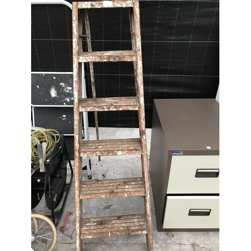 6 - A SET OF VINTAGE WOODEN STEP LADDERS