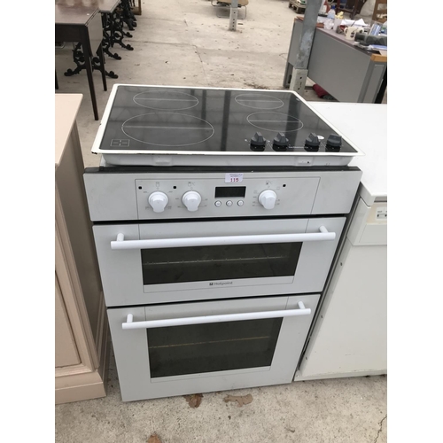 115 - A HOTPOINT CUPBOARD MOUNTED OVEN AND GRILL AND A DE DIETRICH HOB W/O