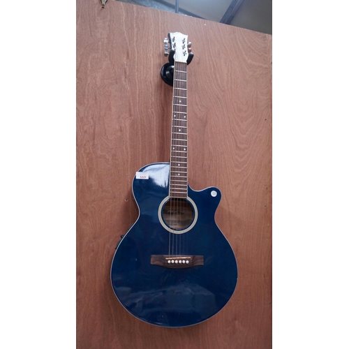 358 - A 'MANHATTAN' ELECTRIC-ACOUSTIC BLUE GUITAR