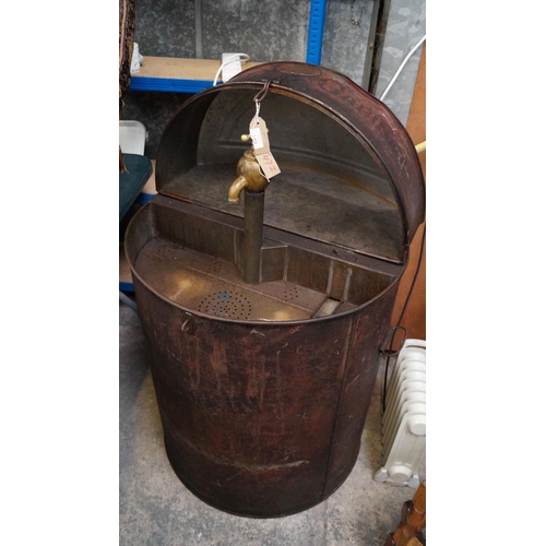 189 - A LARGE INDUSTRIAL METAL OIL CABINET USED FOR CLEANING ENGINE PARTS, HEIGHT 110CM