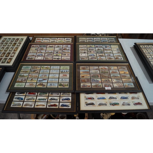 313 - A COLLECTION OF TEN FRAMED CIGARETTE CARD PICTURES TO INCLUDE WILLS AND PLAYERS EXAMPLES