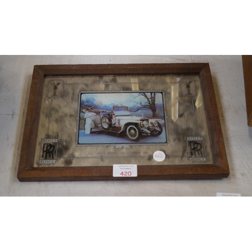 420 - A COLLECTABLE ROLLS ROYCE ADVERTISING SMALL PUB MIRROR