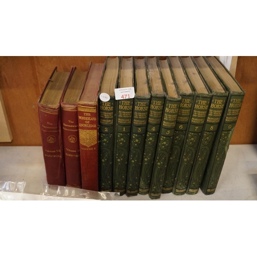 471 - A SET OF TWELVE LEATHER BOUND BOOKS TO INCLUDE VOLUMES 1-9 OF 'THE HORSE' (12)