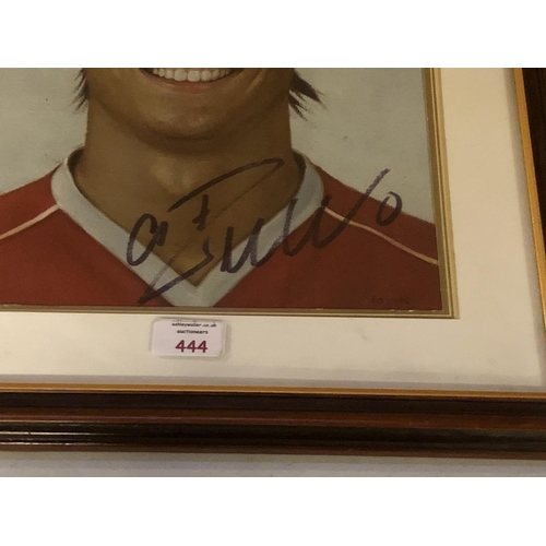 444 - A FRAMED OIL PAINTING OF CRISTIANO RONALDO BY A.D. YATES, SIGNED BY CRISTIANO RONALDO