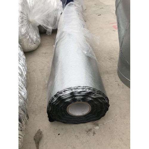 94 - HYDROPONIC ITEMS - THREE SECTIONS OF FLEXIBLE WIDE BORE DUCTING, A GALVANISED DUCT SPLITTER, A ROLL ... 